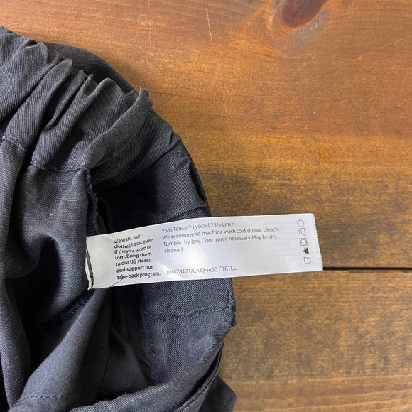 Eileen Fisher Tie Waist Ankle Pants Black Tencel Linen Straight Leg Women's XL - Picture 5 of 8